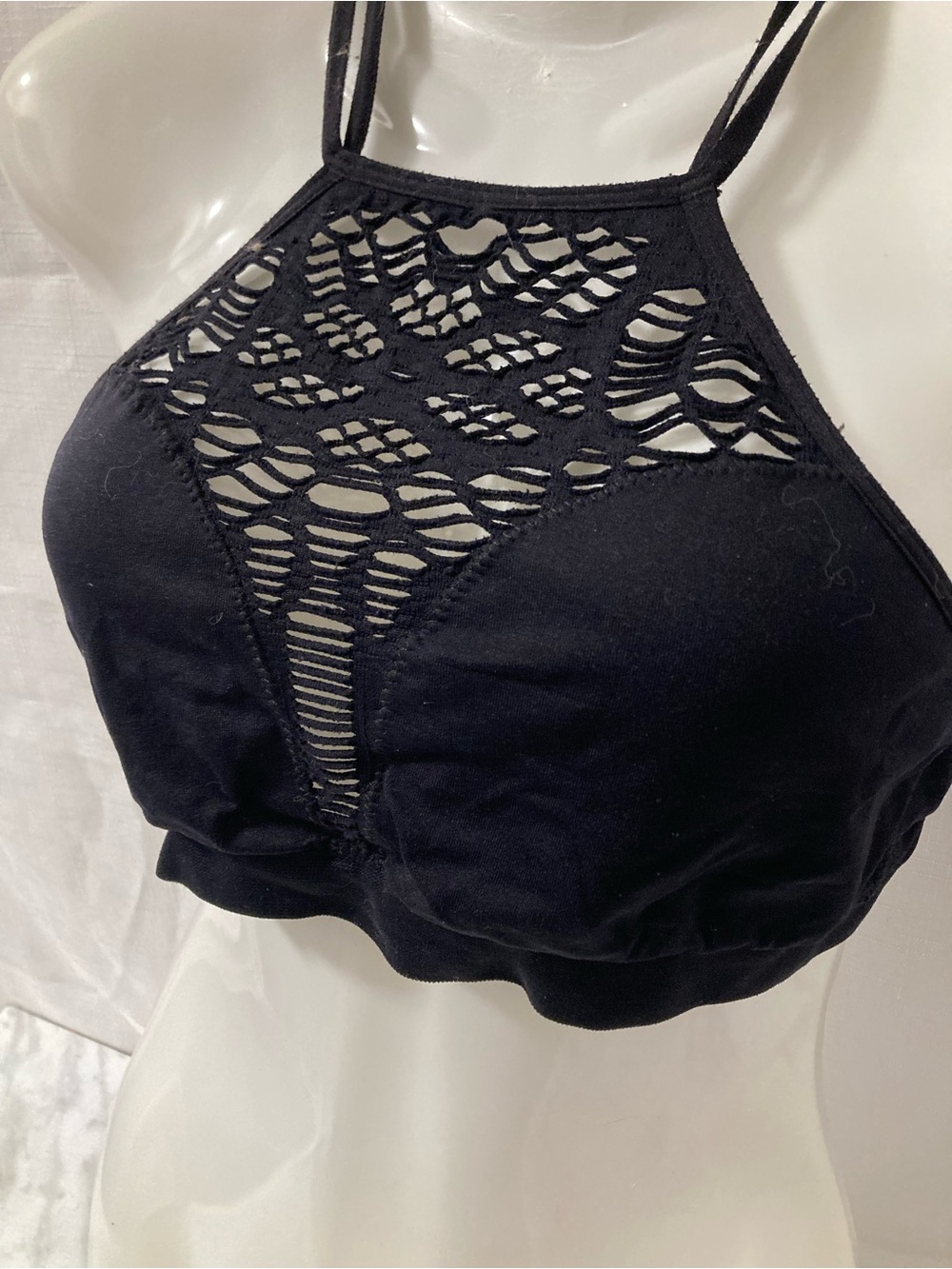 Black Y2K Cut Out Strappy Crop Top Goth Festival Size M